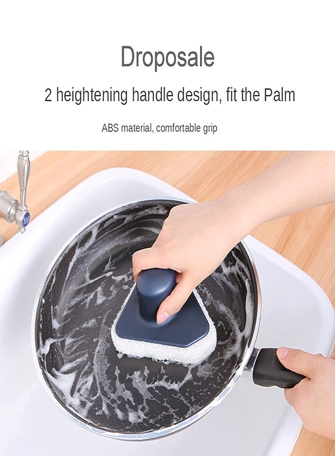 Meetzone فرشاة إسفنجية لتنظيف جدران حوض الاستحمام من ميتزون، ذات مقبض بلاستيكي قوي، أداة تنظيف وغسل أسطح الحمام والنوافذ (متعددة الألوان) (عبوة من قطعة واحدة) - Image 4